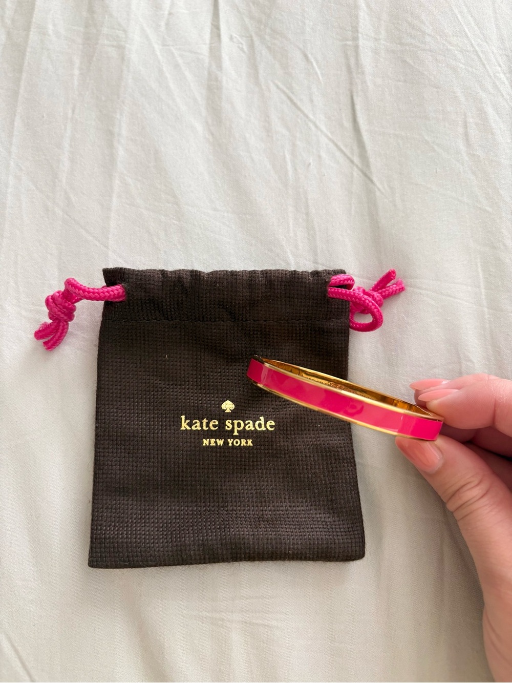 Kate Spade Hinge Enamel Hot Pink My Cup of Tea Bracelet